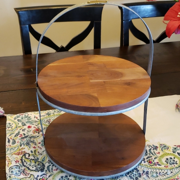 Hearth & Hand with Magnolia Other - 2-Tier Wood & Metal Cake Stand